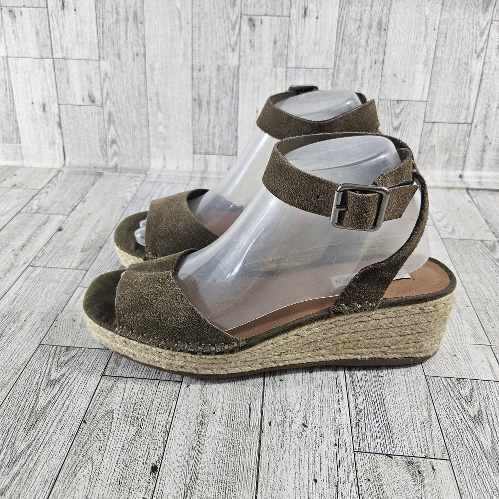 Steve Madden Elody Platform Sandals Tan Suede Women's 9 M Y2K Retro Strappy